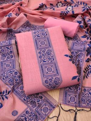 pink muga cotton jamdani salwar suit with dupatta 1
