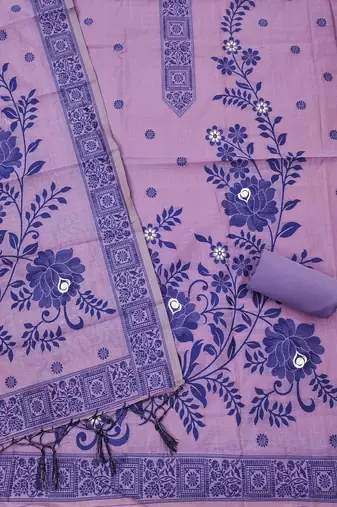 purple muga cotton jamdani salwar suit with dupatta