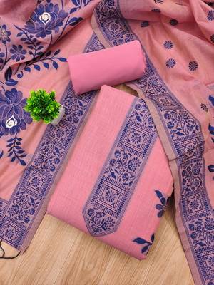 pink muga cotton jamdani salwar suit with dupatta 4