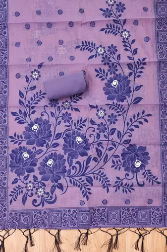 purple muga cotton jamdani salwar suit with dupatta