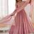 Baby Pink Color Roman Silk Embroidery Work  Party Wear Gown