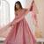Baby Pink Color Roman Silk Embroidery Work  Party Wear Gown