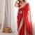 red satin silk saree with jari dori, mirror & pearl work