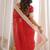 red satin silk saree with jari dori, mirror & pearl work