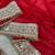 red satin silk saree with jari dori, mirror & pearl work