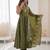 Green Color Roman Silk Embroidery Work  Party Wear Gown