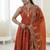 Orange Color Roman Silk Embroidery Work  Party Wear Gown