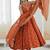Orange Color Roman Silk Embroidery Work  Party Wear Gown