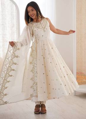 white roman silk salwar suit with embroidery work 2