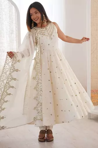white roman silk salwar suit with embroidery work
