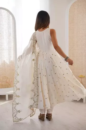 white roman silk salwar suit with embroidery work