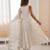 White Color Roman Silk Embroidery Work  Party Wear Gown