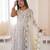 White Color Roman Silk Embroidery Work  Party Wear Gown