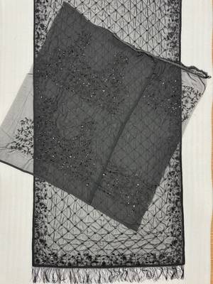 black georgette saree with embroidery work 3