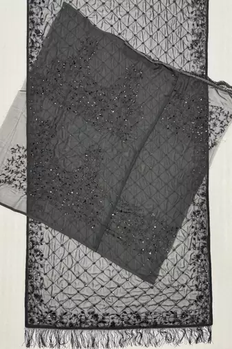 black georgette saree with embroidery work