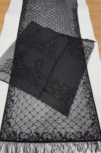 black georgette saree with embroidery work