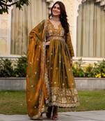 mehendi fendy satin salwar kameez with embroidery