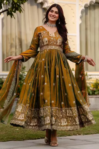 mehendi fendy satin salwar kameez with embroidery