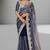 royal blue georgette saree with embroidery design