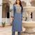 Pure Cotton blue Color Designer Embroidery Work Kurti