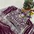 plum georgette saree with thread embroidery work