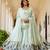 Mint Green Chinnon Silk Embroidery Work WEdding Wear Long Gown