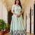 Mint Green Chinnon Silk Embroidery Work WEdding Wear Long Gown