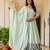 Mint Green Chinnon Silk Embroidery Work WEdding Wear Long Gown