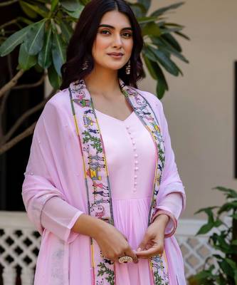 pink faux georgette salwar kameez with embroidery 4
