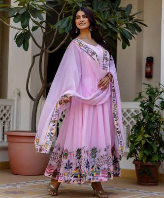 pink faux georgette salwar kameez with embroidery 6