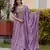 lavender vichitra silk gown with embroidery work