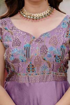 lavender vichitra silk gown with embroidery work 5