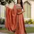 orange vichitra silk gown with embroidery work