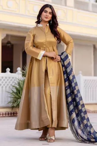 multicolor banarasi viscose salwar suit with embroidery