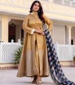 Multi Color Pure Banarasi Viscose Designer Long Gown