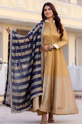 multicolor banarasi viscose salwar suit with embroidery