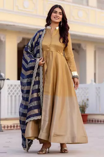 multicolor banarasi viscose salwar suit with embroidery