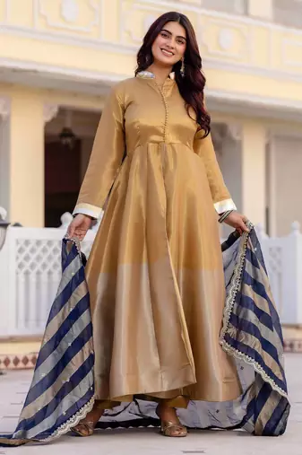 multicolor banarasi viscose salwar suit with embroidery