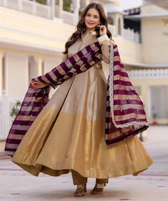 multicolor banarasi viscose salwar kameez with sequins work 3