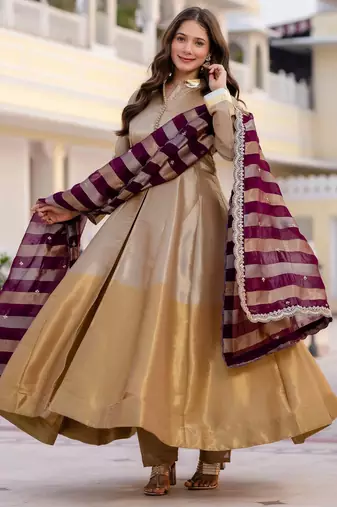 multicolor banarasi viscose salwar kameez with sequins work