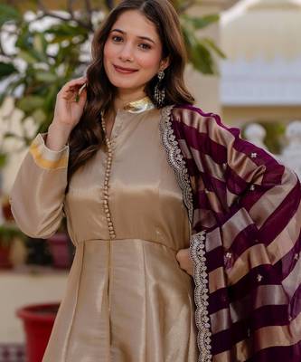 multicolor banarasi viscose salwar kameez with sequins work 5