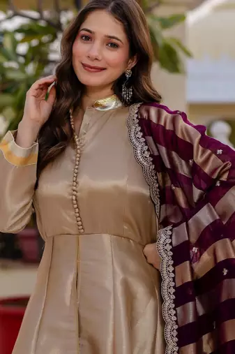 multicolor banarasi viscose salwar kameez with sequins work