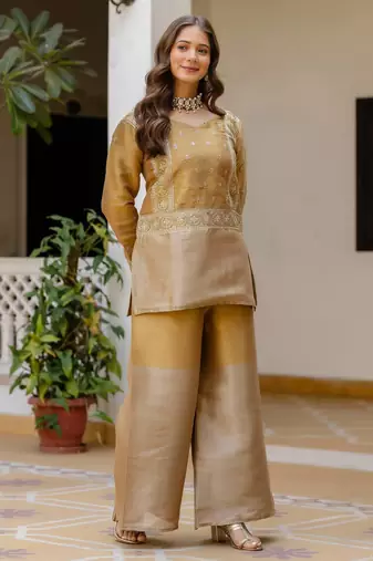 multicolor banarasi viscose co ord set with embroidery