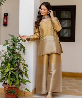 multicolor banarasi viscose co ord set with embroidery 4