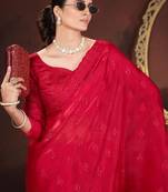 red silk saree with 3mm sequins embroidery