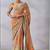 orange chinon silk saree with mirror work