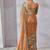 orange chinon silk saree with mirror work