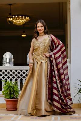 multicolor banarasi lehenga choli with mirror work 1