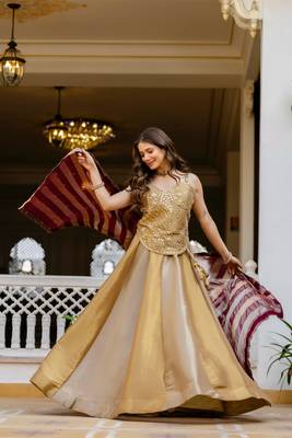 multicolor banarasi lehenga choli with mirror work 2