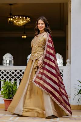 multicolor banarasi lehenga choli with mirror work 3